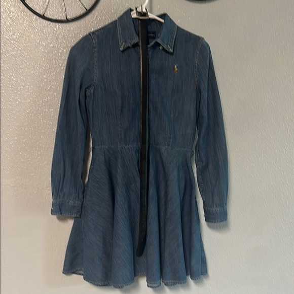 Ralph Lauren Blue Denim Long Sleeve Dress with Black Belt - Picture 12 of 17